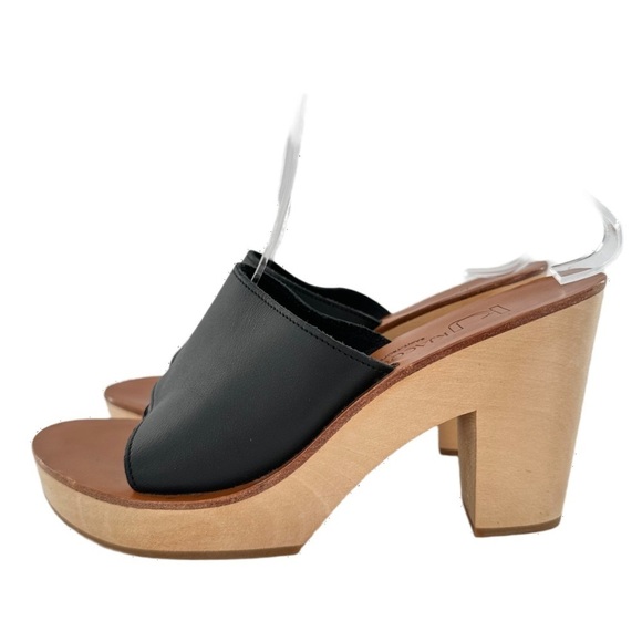 KJ Jacques womens platform sandals size 38 black leather wooden - Picture 5 of 13
